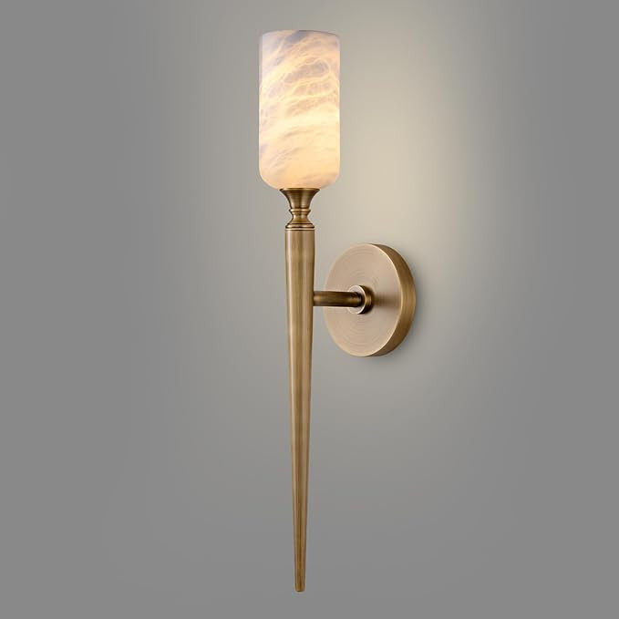 Alabaster Wall Sconce, 22in Modern Spanish Natural Marble Bathroom Vanity Sconces, Unique Indoor ... | Amazon (US)