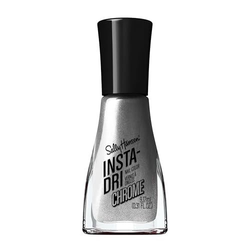 Sally Hansen Insta-Dri Nail Polish Chrome Top Coat | Quick Dry, Long Lasting, Streak-Free Shine, Opaque | Steel the Show | Metallic Silver Nail Polish | Amazon (US)