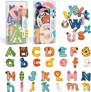 Mideer Magnetic Alphabet, 26 Uppercase & 26 Lowercase Letters, Cute Animal Magnets for Fridge, Ed... | Amazon (US)
