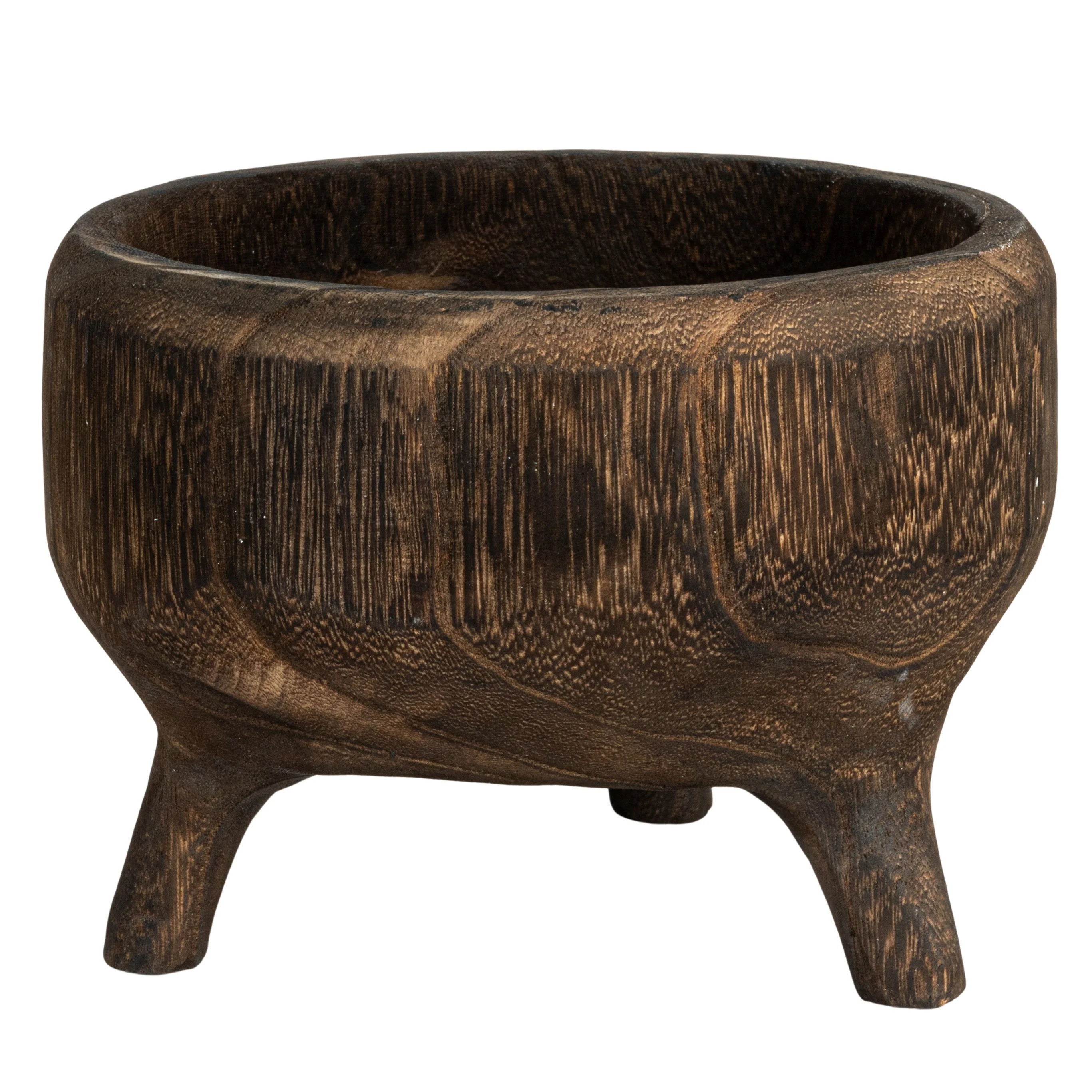 Creative Co-Op Rustic Paulownia Footed Wood Bowl , Charred Brown | Walmart (US)