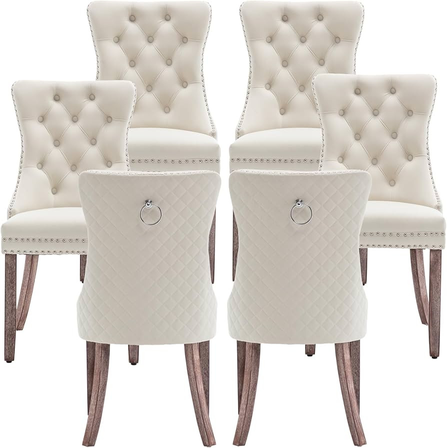 Velvet Dining Chairs Set of 6, Upholstered Dining Room Chairs with Nailhead Trim, Sillas de Comed... | Amazon (US)