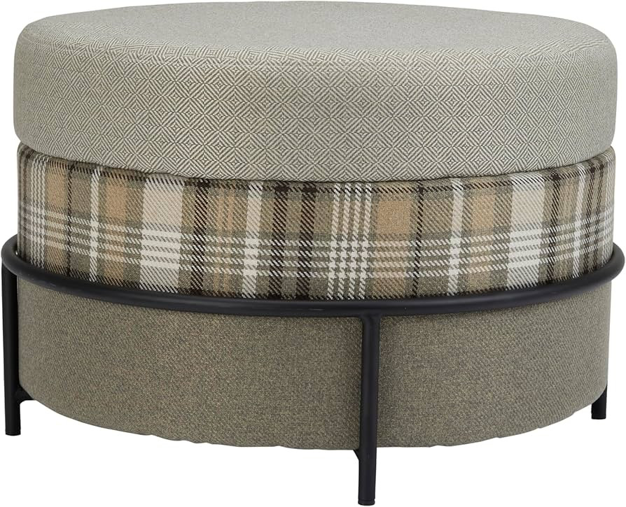 Bloomingville Stacked Upholstered Metal Legs, Multicolor Ottoman, Black | Amazon (US)