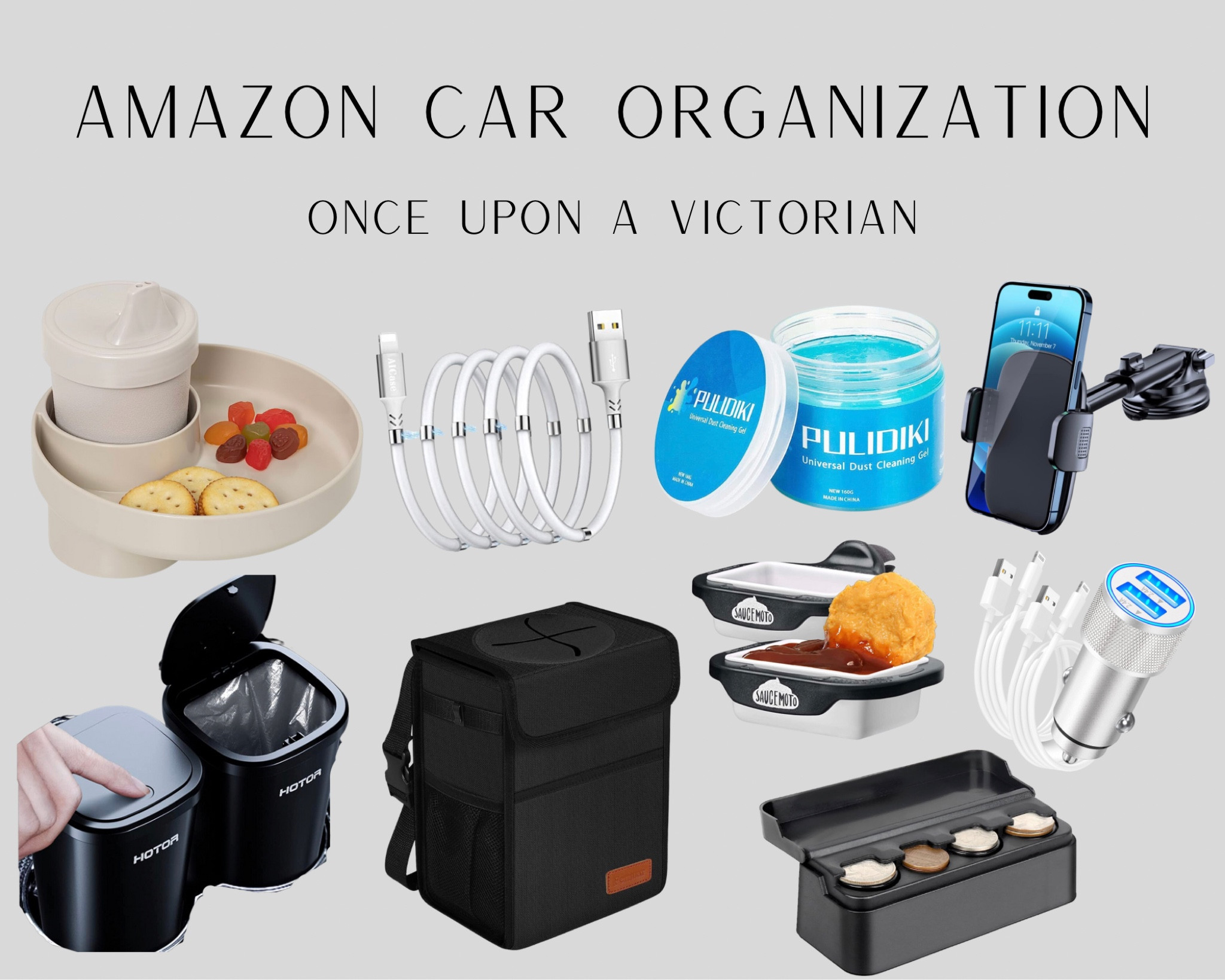 My Amazon car organization favorites! 

Keep your car clean with a mini trash bin, coin organizer and cleaning putty to get in those tight crevices. The travel tray is great for kiddos and I even use the sauce holders myself for those on the go meals. I can’t pick a favorite but it’s probably the cellphone holder and the magnetic charging cord because who wants to untangle that mess! Everything is under $15 too!

#LTKsalealert #LTKFind #LTKtravel