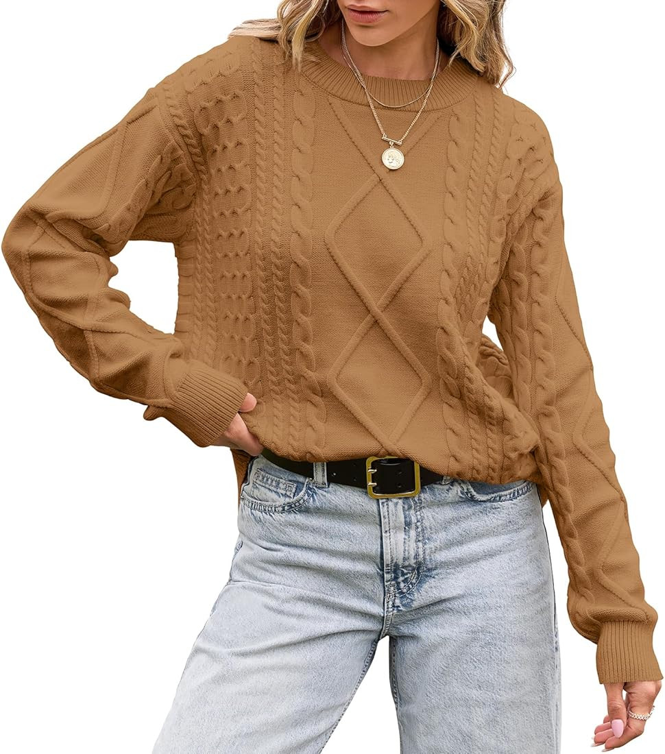 TARSE Womens Oversized Sweater Cable Knit Unisex Vintage Chunky Pullover Sweater Baggy Loose Fall... | Amazon (US)