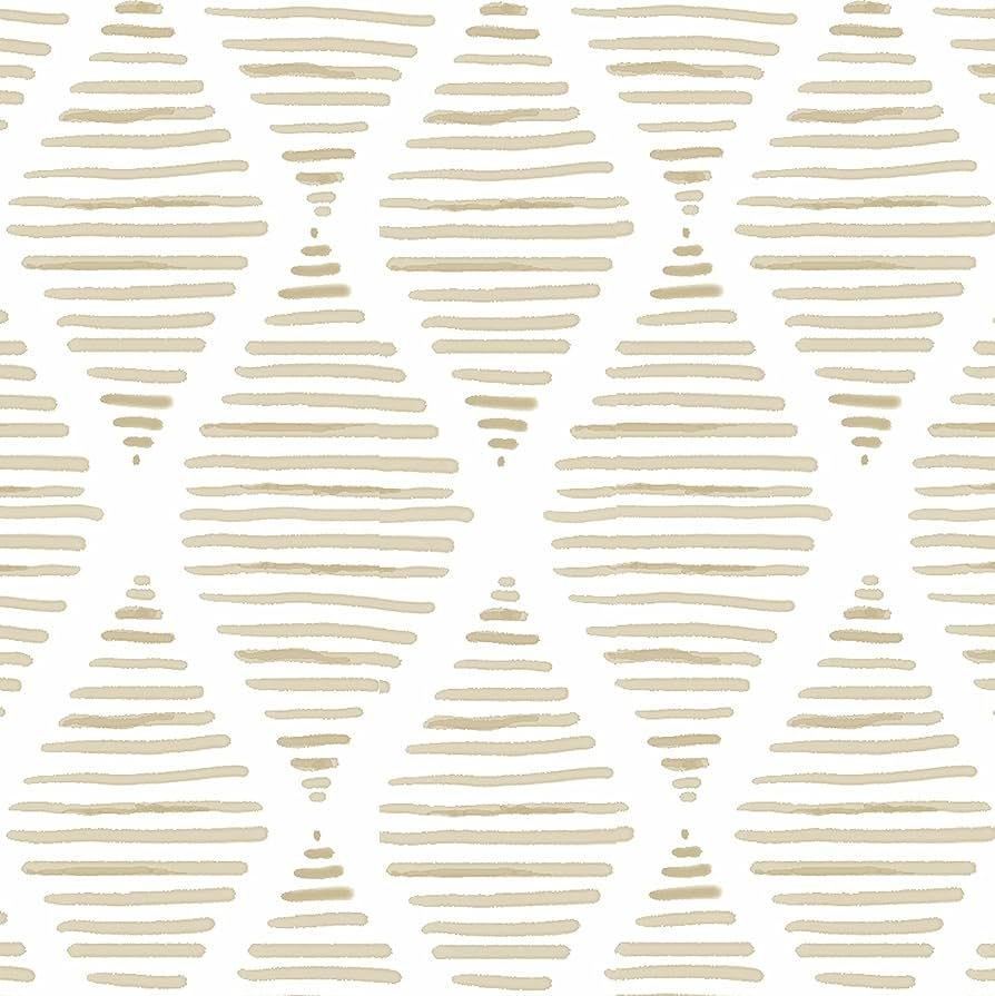 Akywall White and Beige Stripe Wallpaper Peel and Stick 315in Textured Geometric Contact Paper Re... | Amazon (US)