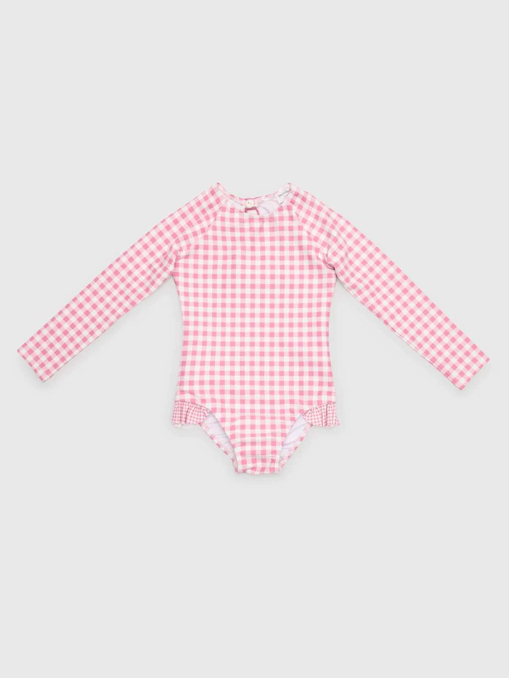 Minnow Girls' Blush Gingham Rash Guard One-Piece Swimsuit | Saint Bernard