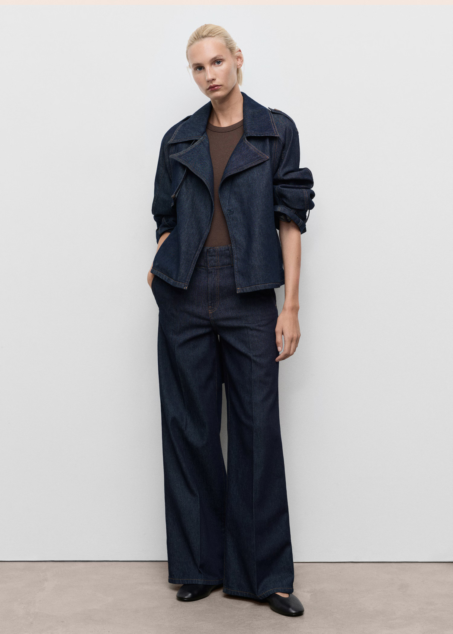 Short denim trench coat with belt - Women | MANGO United Kingdom | MANGO (UK)