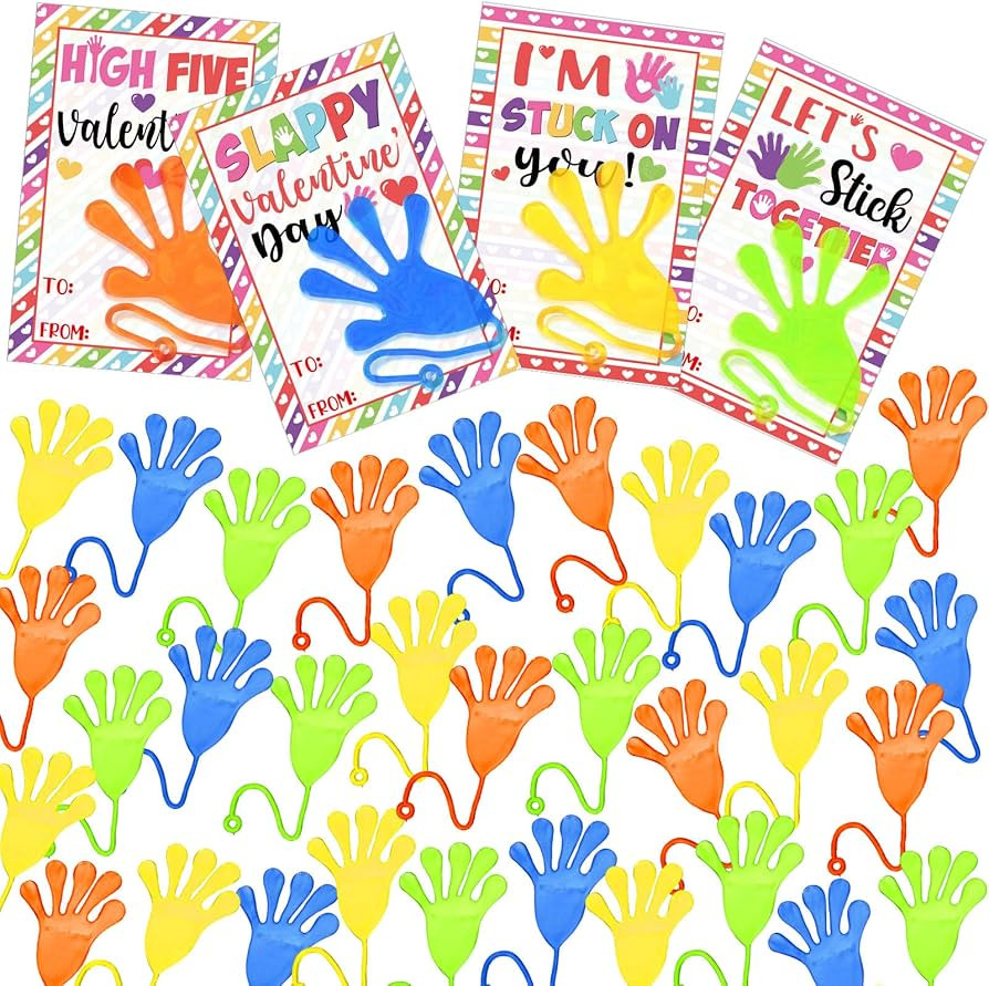 Zonon Sticky Hands for Kids Valentine Exchange Gift 36 Valentine's Day Cards, 36 Sticky Toys Funn... | Amazon (US)