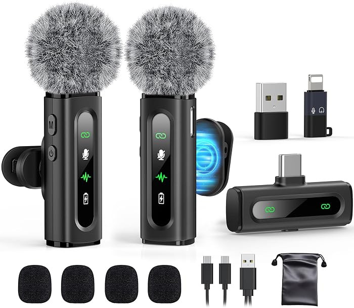 USB C Lavalier Microphone Wireless Mini Mic for Type-C Android Phone/Tablet/PC Video Recording Cl... | Amazon (US)