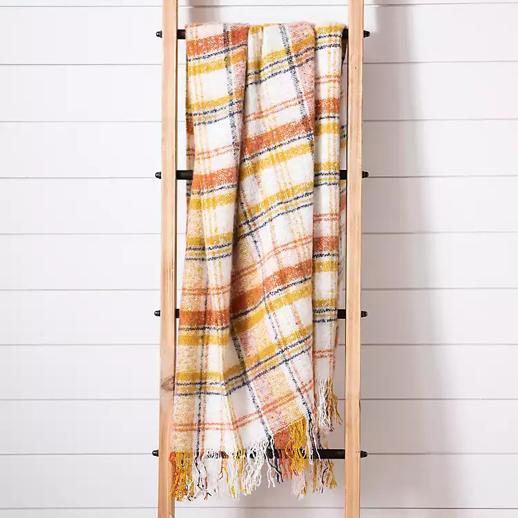 New!Rust Mohair Plaid Throw | Kirkland's Home