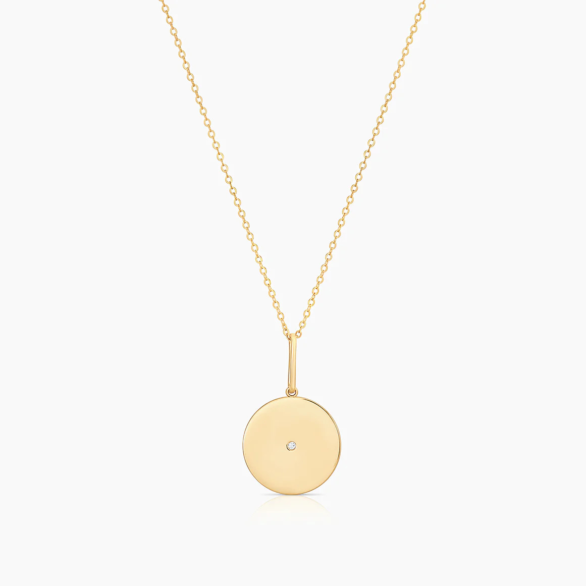 14k Fine Full Circle Coin Necklace with Diamond | THATCH