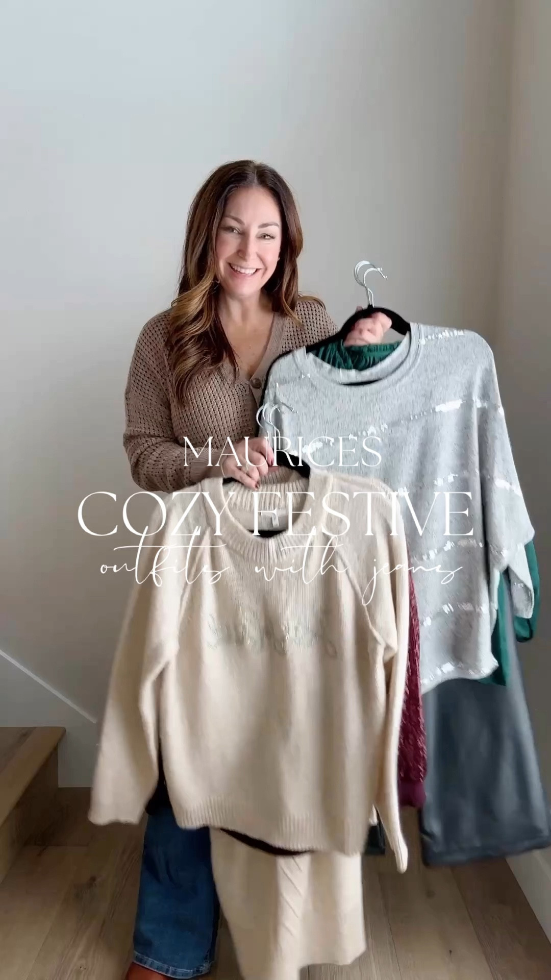 Holiday outfits with maurcies comfy tops and jeans 
· wearing large in all tops, 12 in jeans
· get sweaters and sweatshirts for $25 and select items 30% off  

 #LTKVideo #LTKSaleAlert #LTKMidsize
