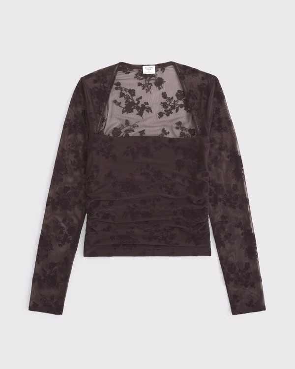 The A&F Ava Long-Sleeve Mesh Top | Abercrombie & Fitch (US)