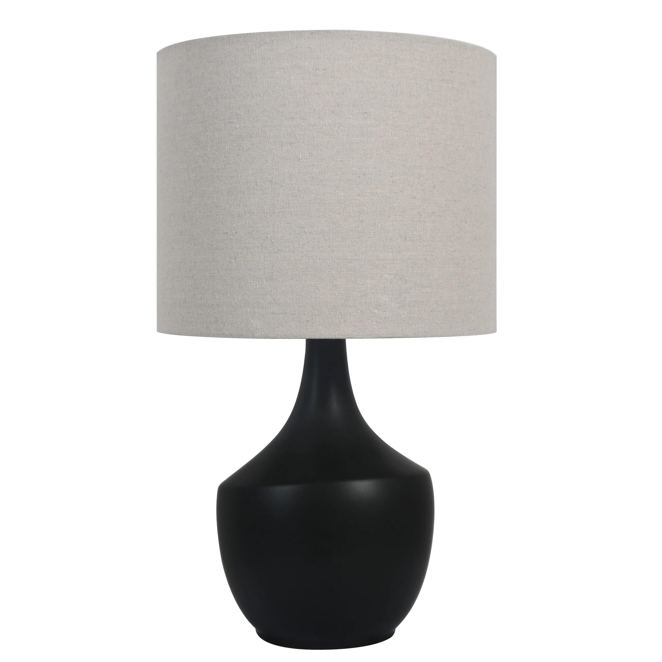 Mainstays 22" Black Ceramic Table Lamp with Oatmeal Linen Shade | Walmart (US)