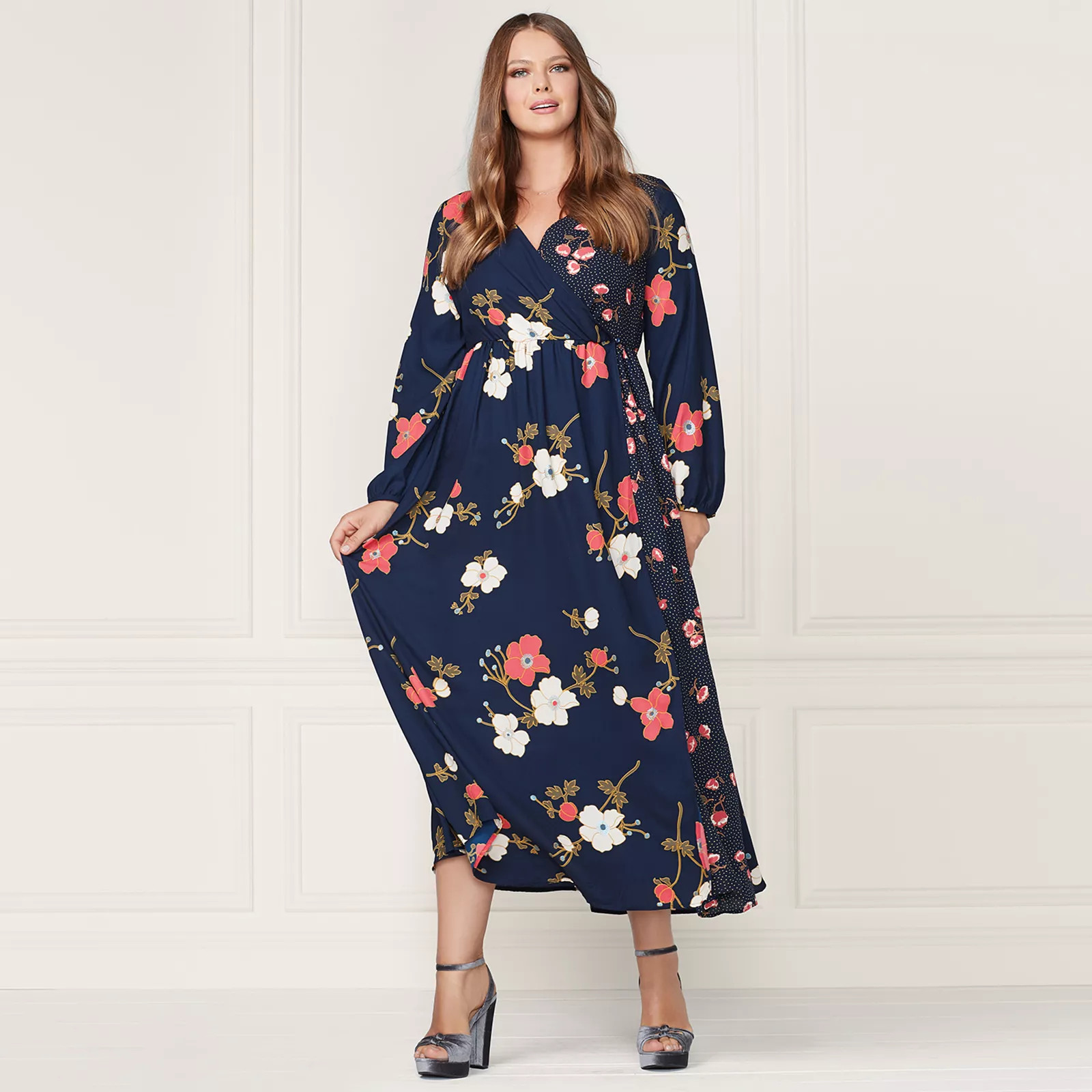 LC Lauren Conrad Runway Collection Wrap Maxi Dress - Plus Size, Women's, Size: 0X, Dark Blue | Kohl's