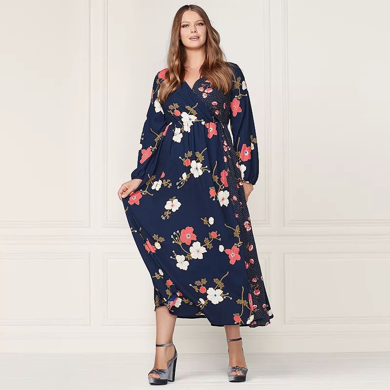 LC Lauren Conrad Runway Collection Wrap Maxi Dress - Plus Size, Women's, Size: 0X, Dark Blue | Kohl's
