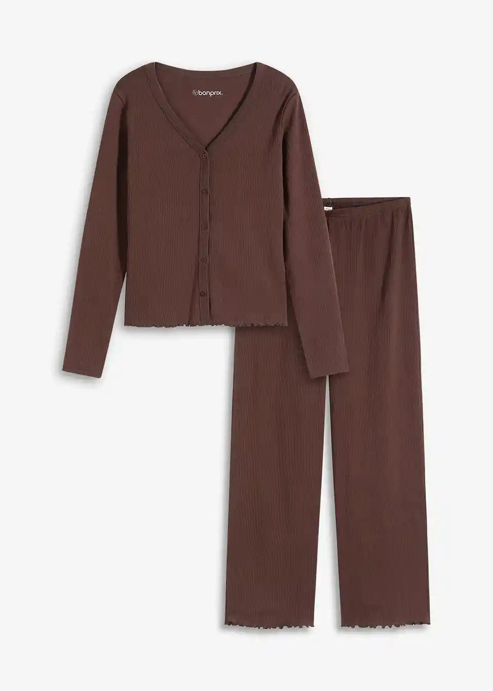 Pyjama aus Rippe mit Knopfleiste | Bonprix DE