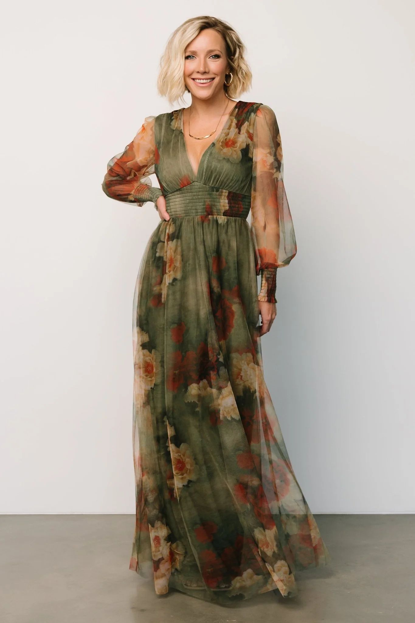 Layla Tulle Maxi Dress | Olive + Rust | Baltic Born