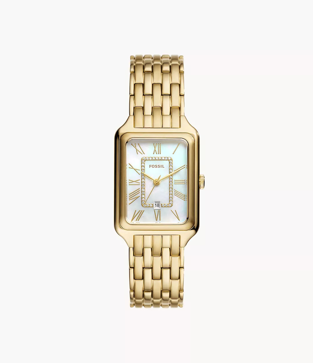 Raquel Three-Hand Date Gold-Tone Stainless Steel Watch | Fossil (US)