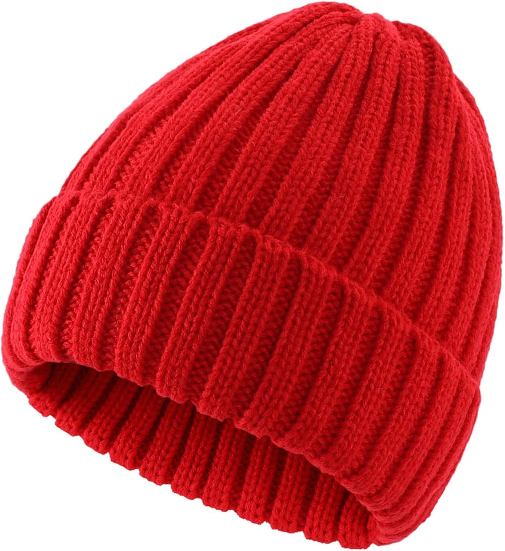 Connectyle Womens Knit Cuffed Beanie Hat Stretch Ribbed Acrylic Winter Ski Cap | Amazon (US)