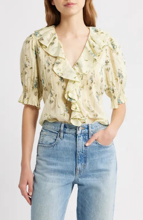 DÔEN Henri Organic Cotton Voile Top in Sunshine Prairie Rose at Nordstrom, Size Small | Nordstrom
