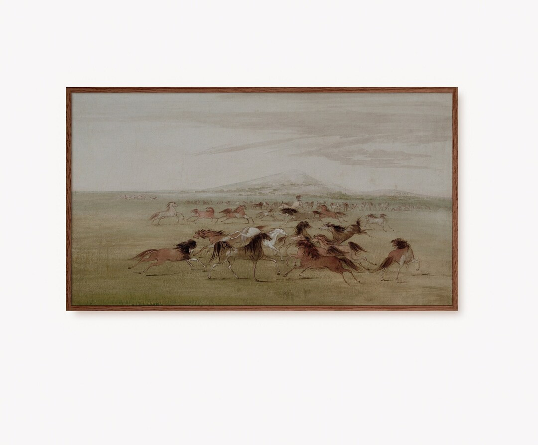 Samsung Frame TV Art Vintage Horse Painting, Wild Horses Artwork, Farmhouse Equestrian Decor, Ant... | Etsy (US)