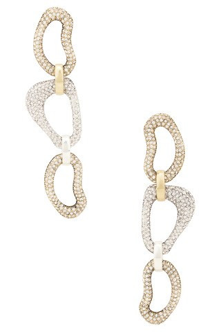 AREA Crystal Link Drop Earrings in Metallic Silver | FWRD 