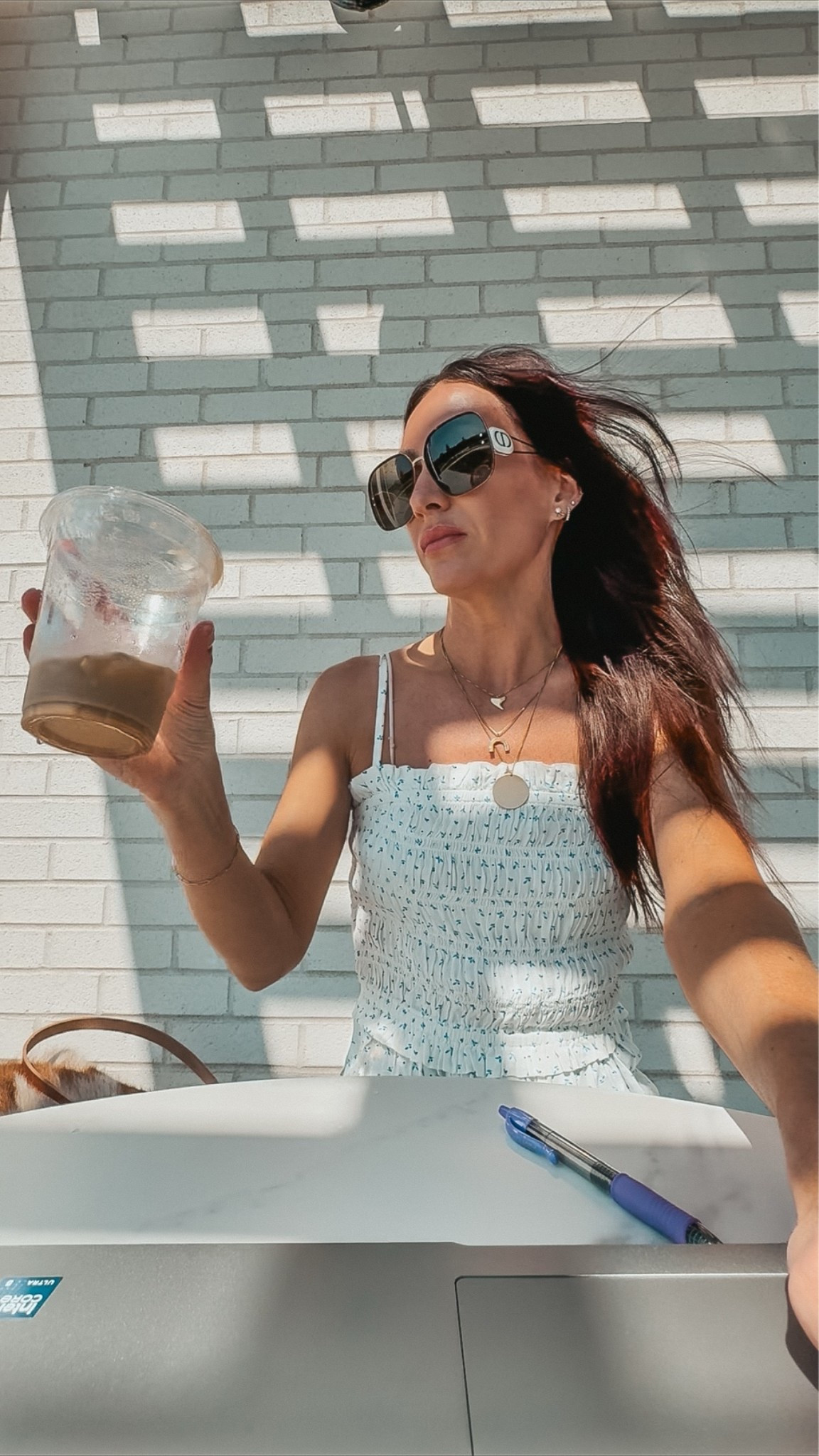 Patio Workday Fit

Walmart top, iced coffee, laptop, and the kind of outfit that makes a work-from-anywhere day feel a little more put together.

This smocked summer top is lightweight, easy, and polished enough for casual workdays, coffee runs, patio afternoons, or vacation packing. Styled with layered gold jewelry, oversized sunglasses, and a honey latte moment.

Walmart summer top, smocked tank, patio work outfit, summer work from home outfit, casual summer outfit, iced coffee outfit, gold necklace stack, oversized sunglasses

#LTKootd #LTKOver40 #LTKdayinmylife