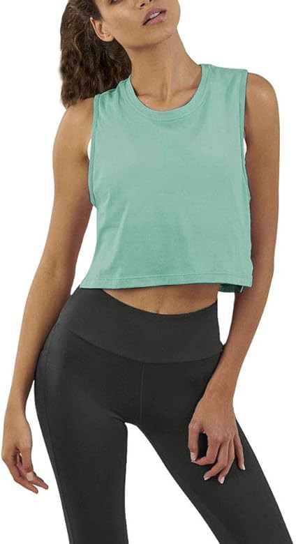 Mippo Crop Tops Workout Tops Flowy Cropped Muscle Tank Gym Exercise Clothes for Women | Amazon (US)