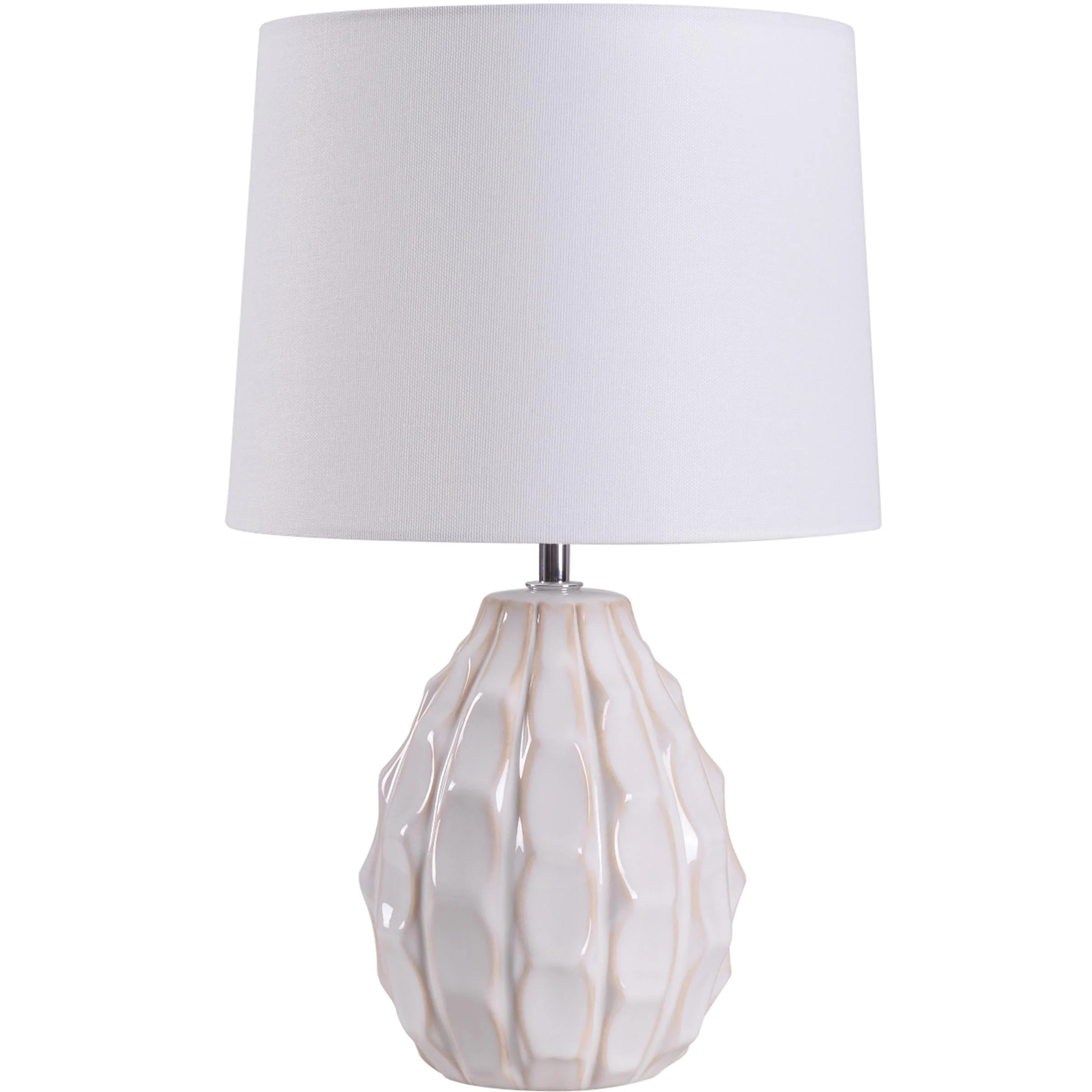 Mainstays Cream Sculptured Base Ceramic Table Lamp, 16.75"H - Walmart.com | Walmart (US)