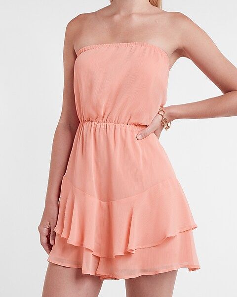 Strapless Ruffle Romper | Express