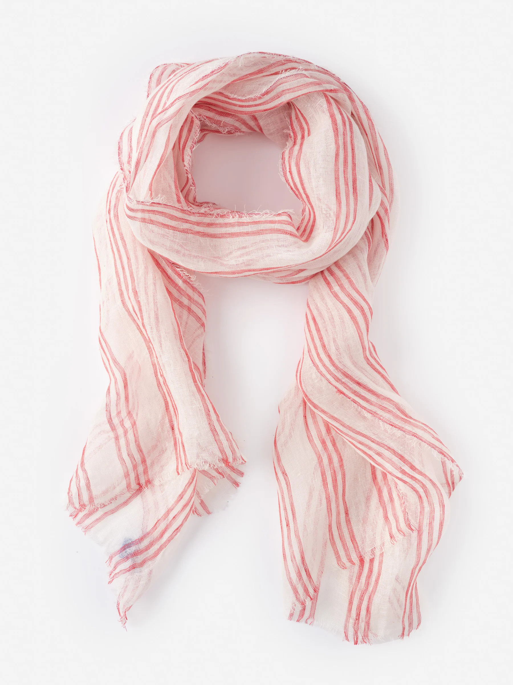 Red_Poppy Stripe Tessa Linen Scarf | Women's Scarves | J.McLaughlin | J.McLaughlin