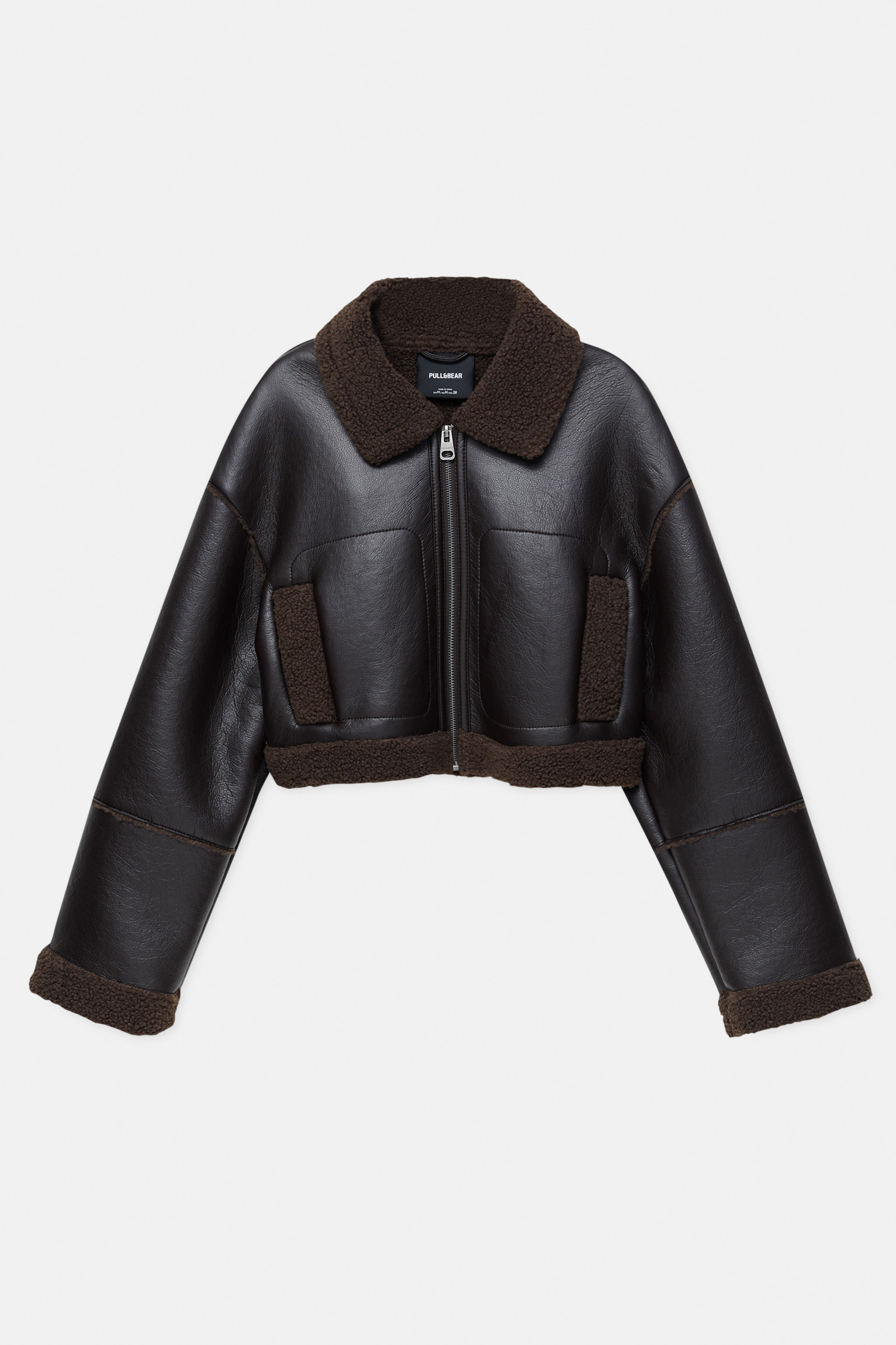 Short double-faced faux leather jacket | PULL and BEAR UK