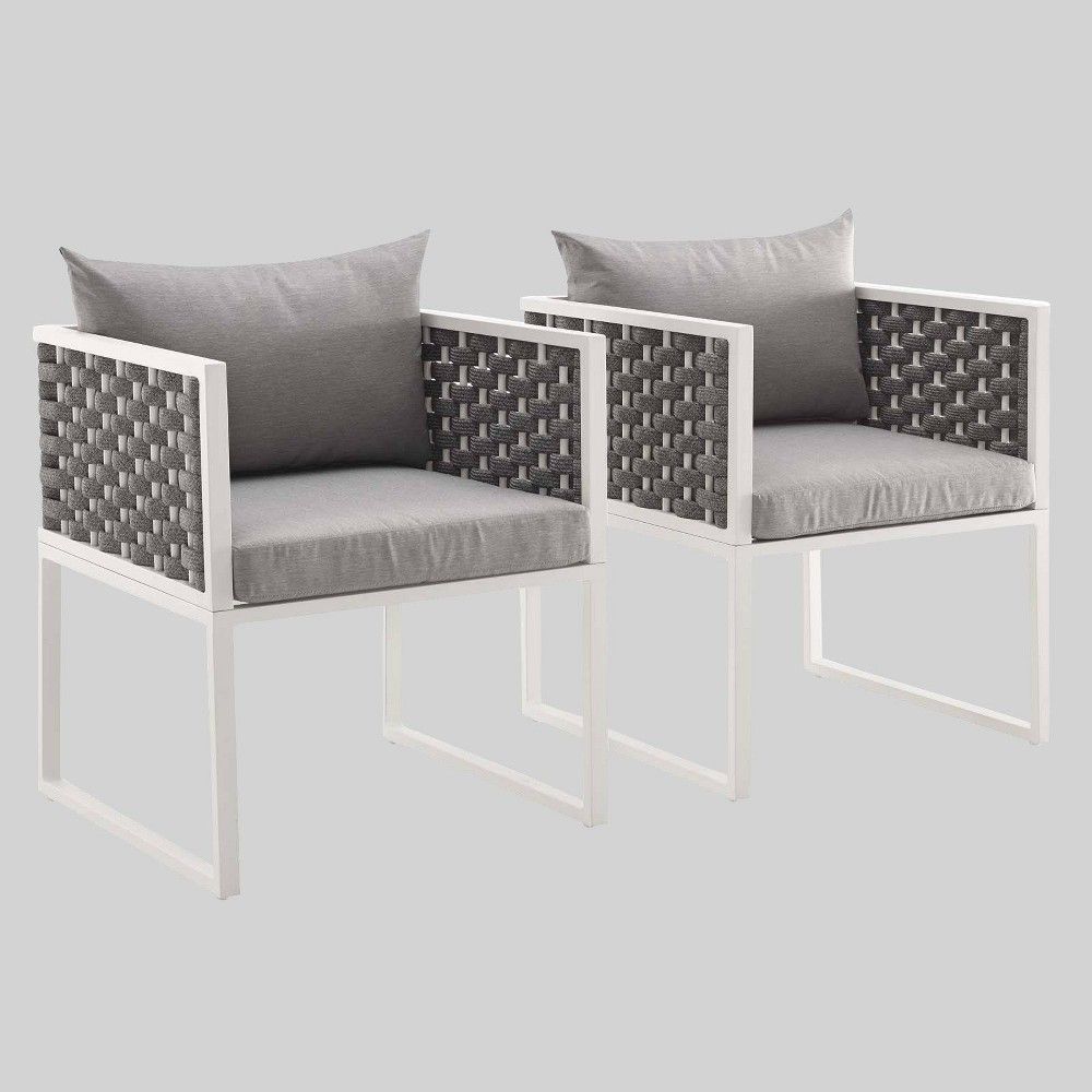 Stance 2pk Outdoor Aluminum Patio Dining Armchair Gray - Modway | Target