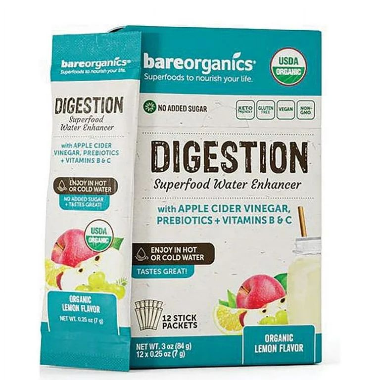 BareOrganics Digestive Health Blend Superfood Water Mix Packets, 12 Ct | Walmart (US)