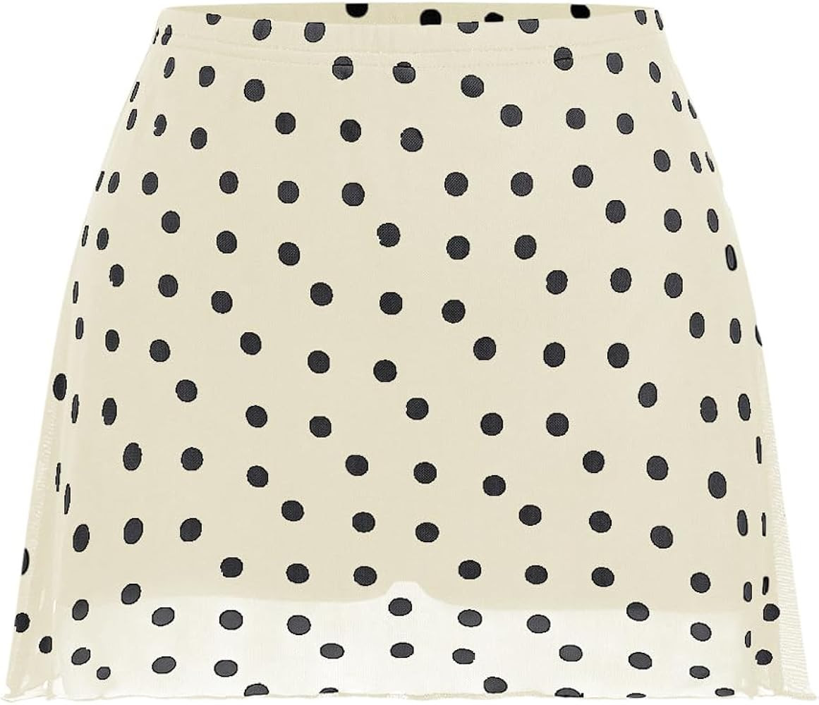 Verdusa Women's Polka Dots Mini Skirt Y2K Vintage Mesh Country Concert Outifits | Amazon (US)