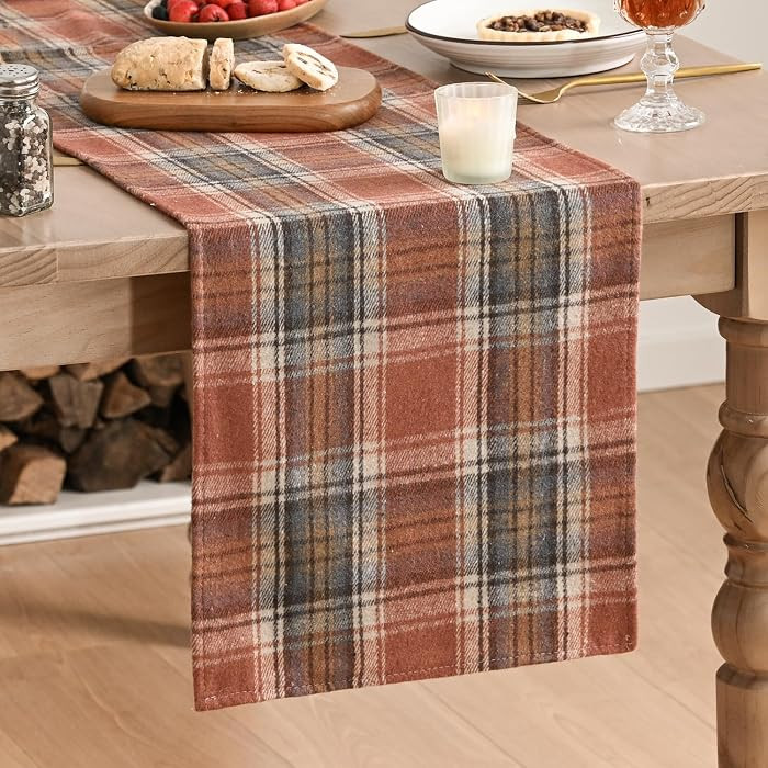Artoid Mode Rust Farmhouse Plaid Fall Table Runner 13x72 Inch | Amazon (US)