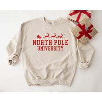 North Pole University Sweatshirt, Funny Christmas Sweater, Womens Sweatshirts, Crewneck, Xmas Shirt | Etsy (US)