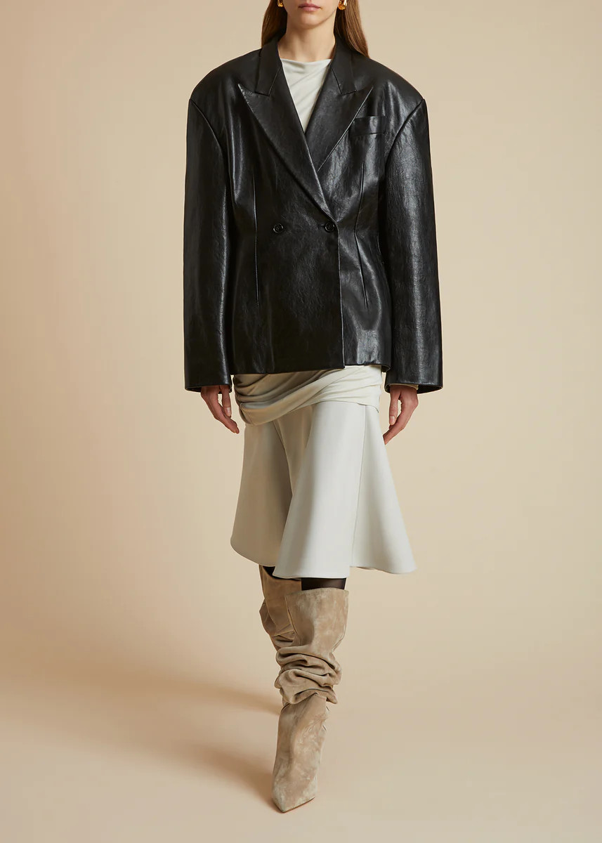 The Connie Blazer in Black Leather | Khaite