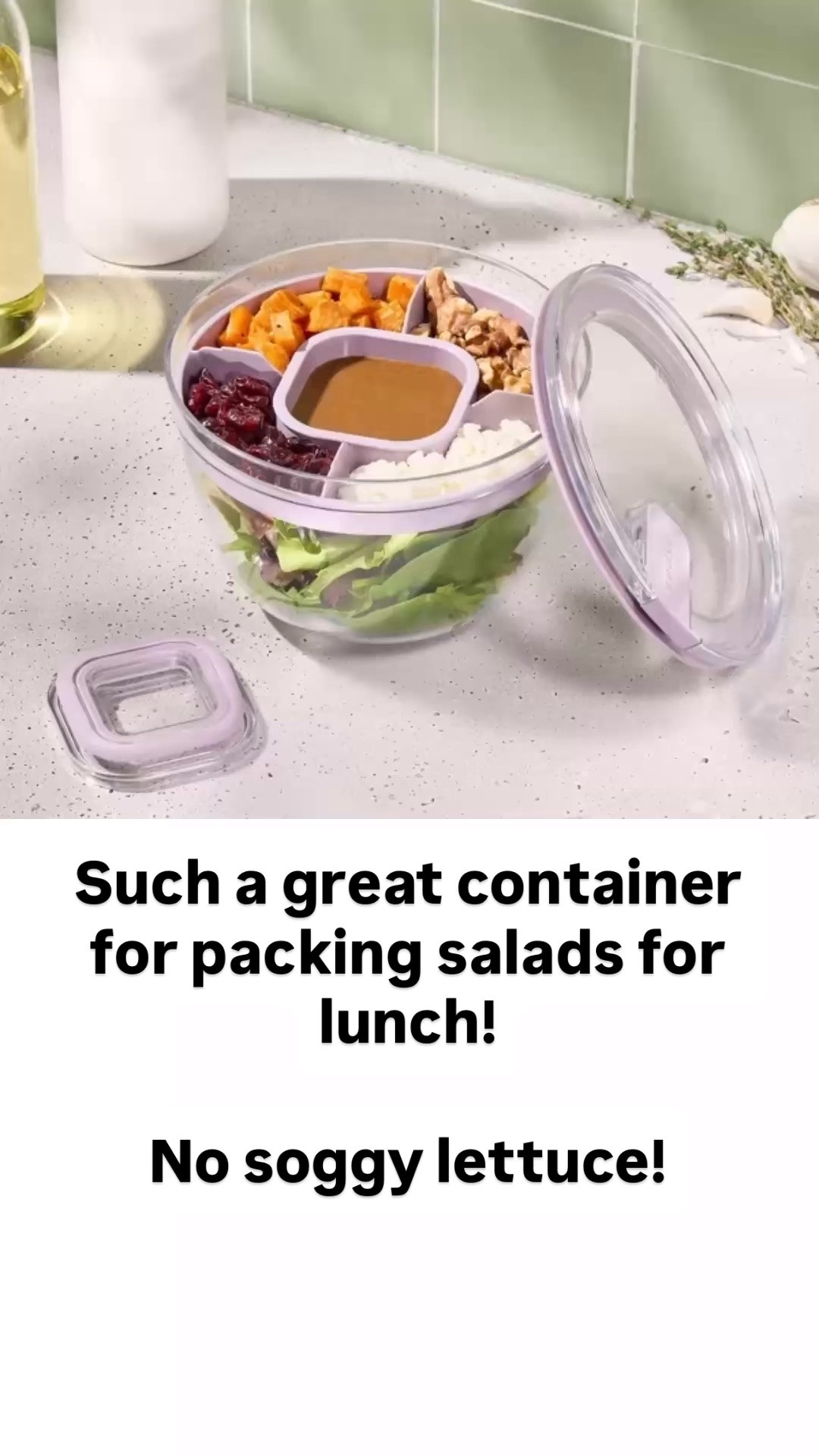 If you pack a lunch for work, this is such a great container for packing salads. It keeps all the toppings separate, so the lettuce doesn’t get soggy!

#LTKfoodie