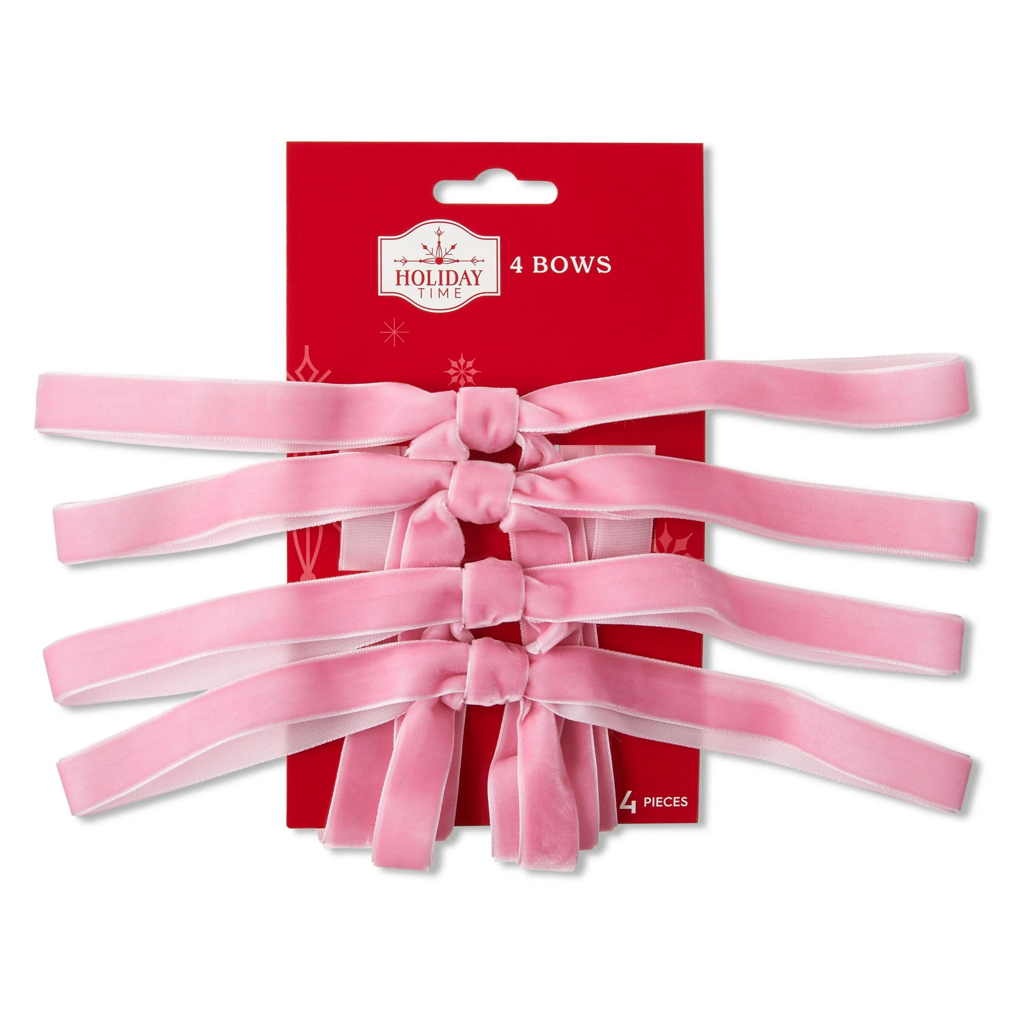 Blush Pink Tie Decorative Christmas Bows, 4 Count, by Holiday Time - Walmart.com | Walmart (US)
