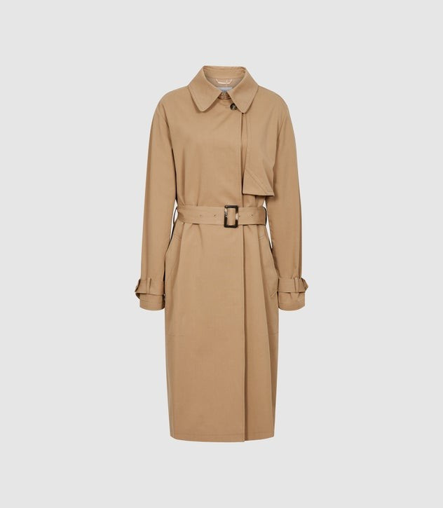 COTTON BLEND LONGLINE TRENCH COAT | Reiss (UK)