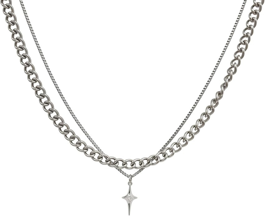 Y2k Irregular Necklace Star Pendant Moonlight Stone Fashion Collar Chain Design Spicy Silver Jewe... | Amazon (US)
