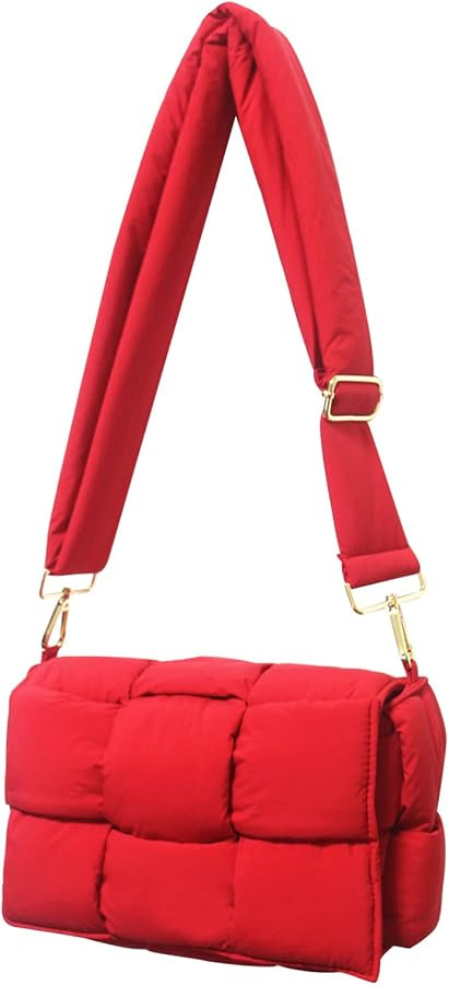 NAARIIAN Puffer shoulder bag Nylon padded woven handbag designer crossbody dupes women down purse | Amazon (US)