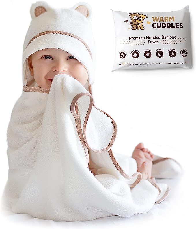 WARM CUDDLES Premium Baby Bath Towel - Organic Bamboo Hooded Baby Towels - Baby Newborn Towel wit... | Amazon (US)