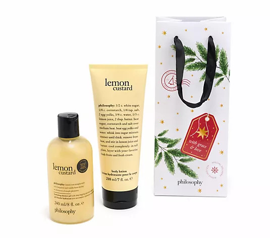 philosophy shower gel 8oz & body lotion 7oz w/ holiday gift bag - QVC.com | QVC