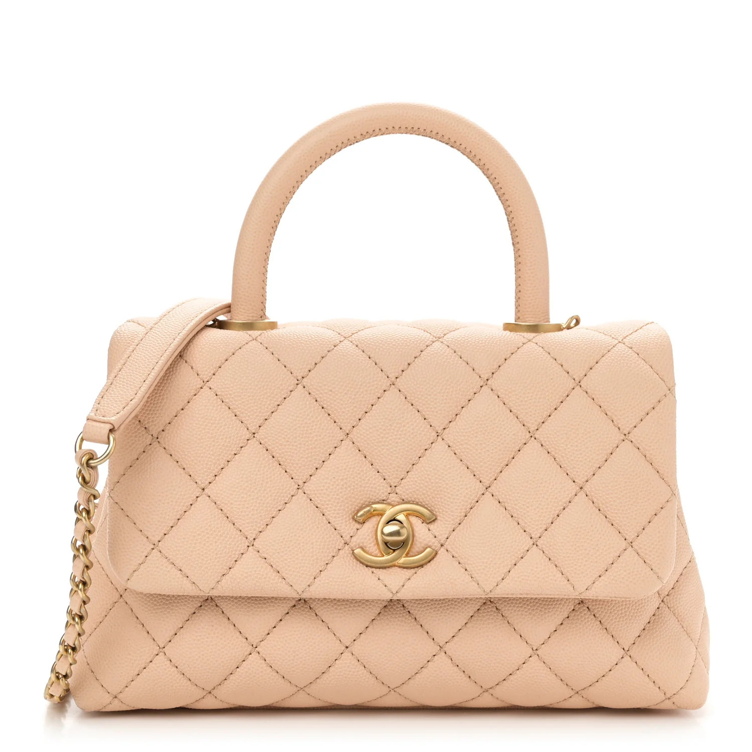 Chanel Caviar Quilted Mini Coco Handle Flap Beige 1738282 | FASHIONPHILE (US)