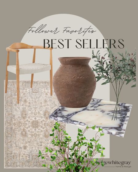 This weeks best sellers!! My breakfast room chairs, and my follower favorite living room rug, my super popular Amazon faux greenery, my rustic McGee and co vase and my super cute Amazon marble tray!!! Check them out here! Oh and runner ups were the wayfair outdoor furniture that’s currently on sale! 

#LTKhome #LTKstyletip #LTKsalealert