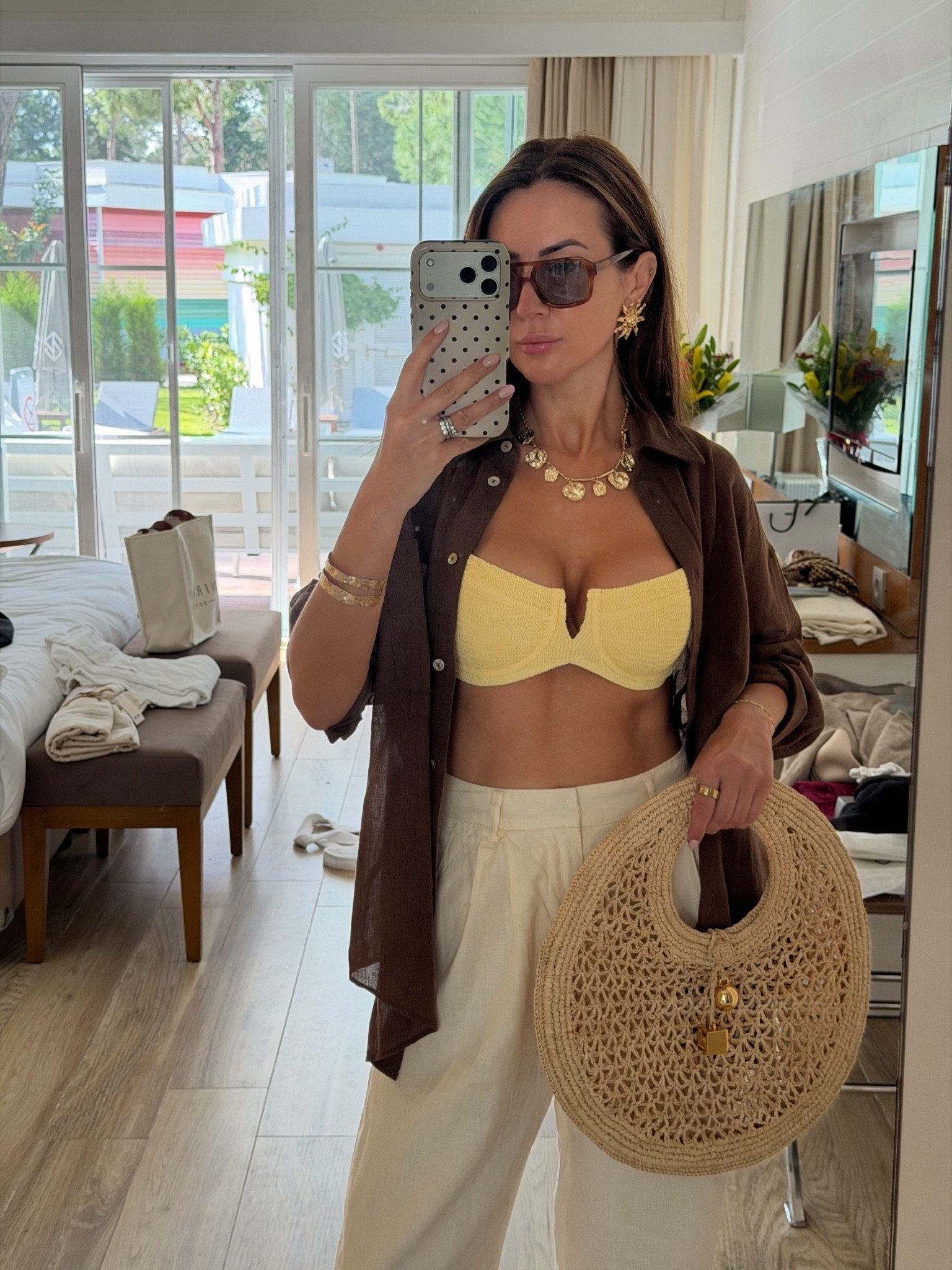 Beach day outfit

Linen trousers, yellow bikini, Monday swimwear, brown and and shirt, linen shirt, beach outfit, summer outfit, bikini outfit, Jacks bag, gold necklace, summer jewelry

#LTKspring #LTKsummer #LTKfestival