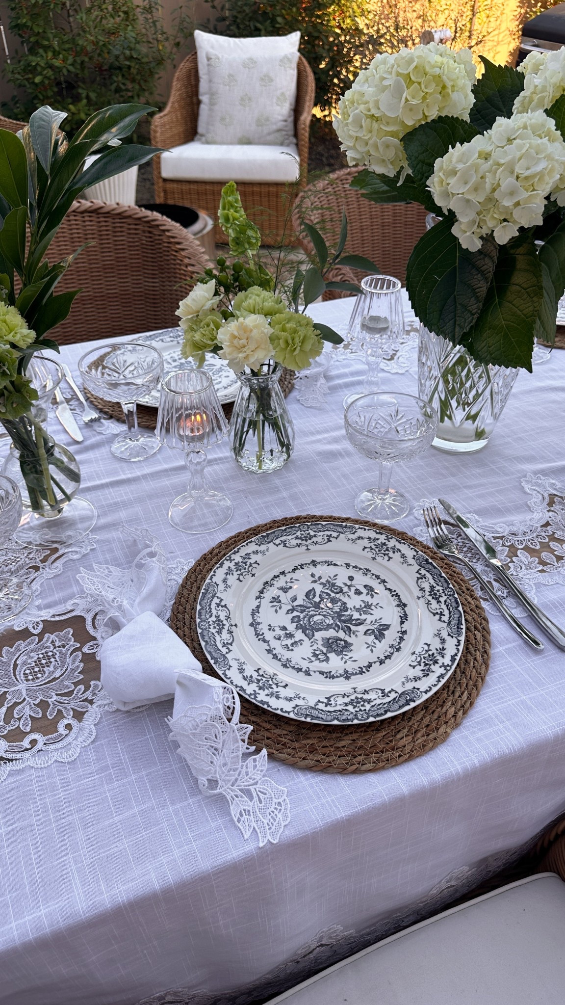 Put together one of my favorite tablescapes I’ve ever created! It looks vintage but it’s actually @Wayfair  . Loveee these blue floral plates, all the lace linens, and crystal glassware. #ad #wishyouwerehere #outdoor, #Wayfair #WayfairPartner 

#LTKHome